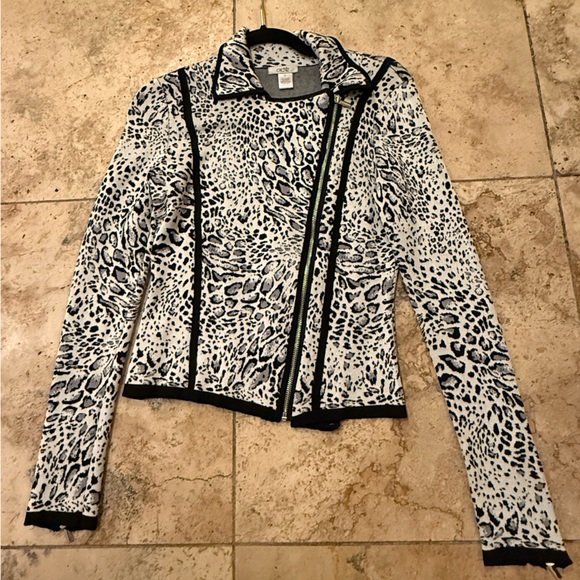 Cache snow leopard asymmetrical vintage NWOT Leopard Black And White Sz S Jacket - Picture 3 of 6